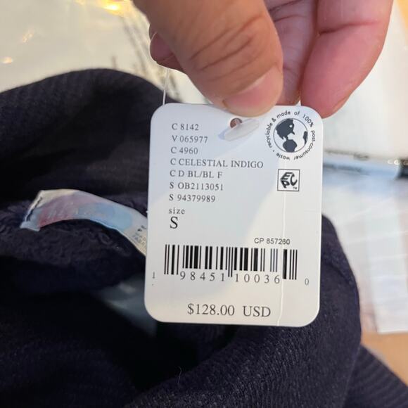 Free People Beach Milley Reversible Cowl Sweater Size Small Celestial Indigo New - Picture 6 of 6